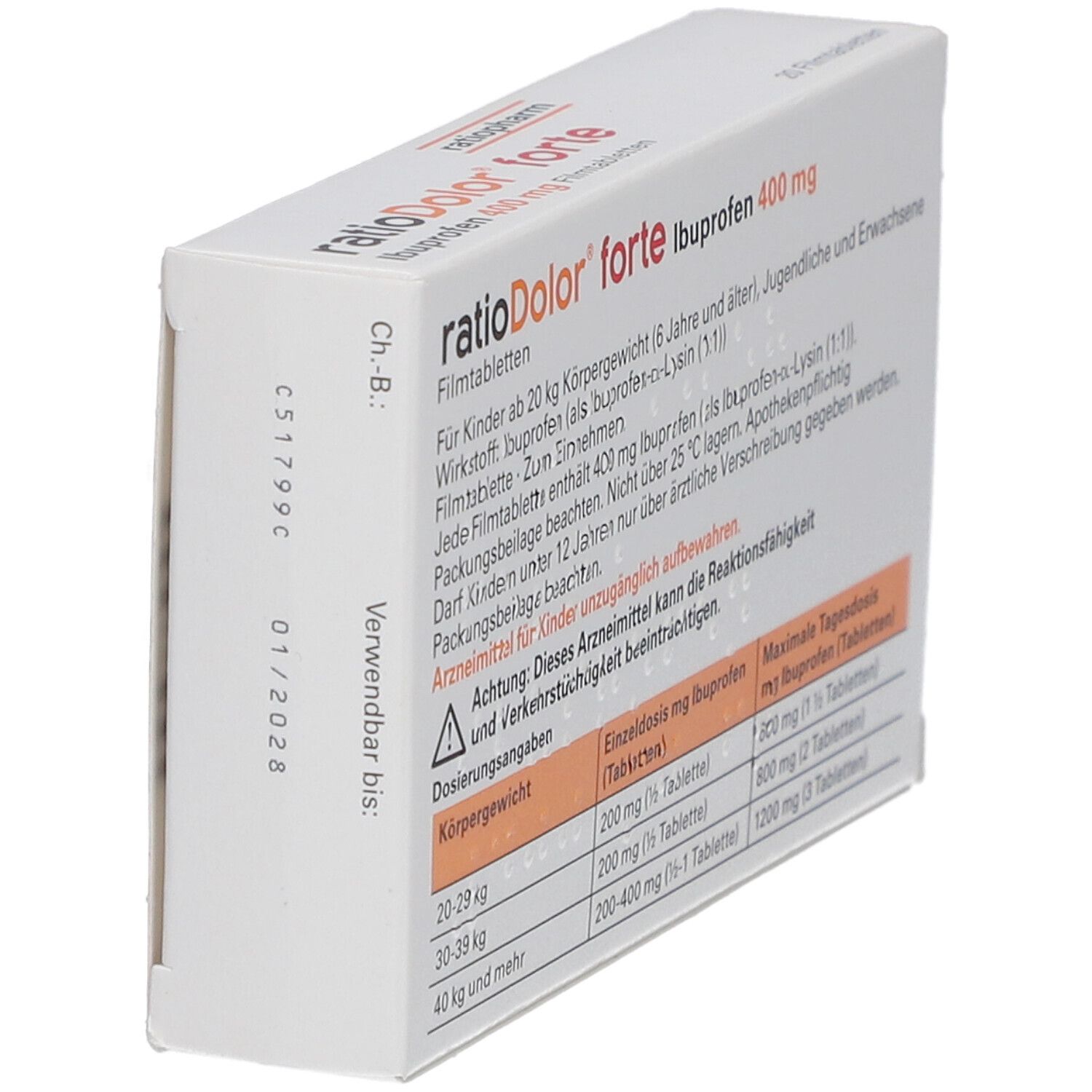 ratioDolor® forte Ibuprofen 400 mg Filmtabletten