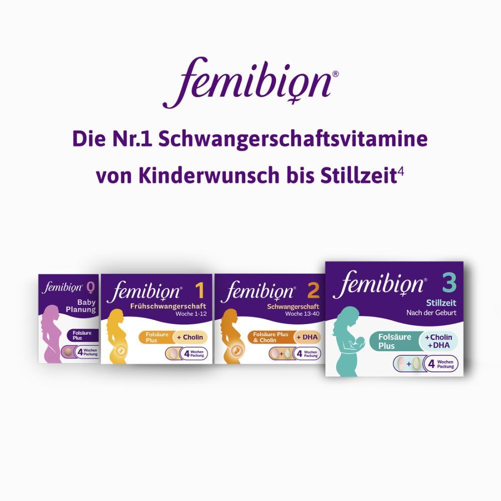 Femibion® 3 Stillzeit Nahrungsergänzung, Cholin, DHA, Folsäure Plus⁶