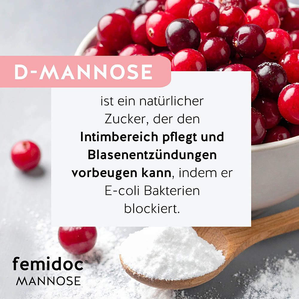 D-Mannose: Cranberries und Löffel mit Pulver.