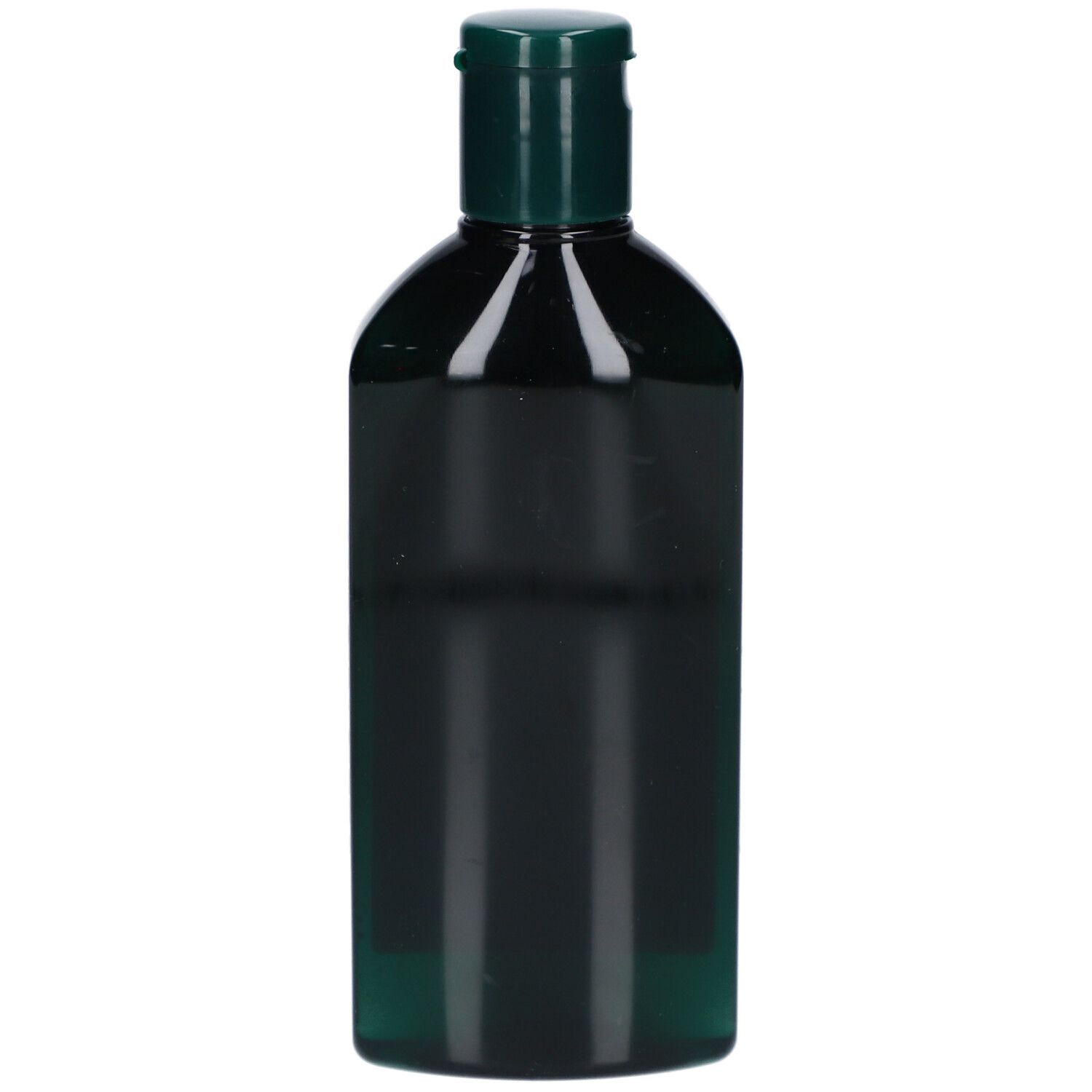 Grüne Shampoo-Flasche mit grünem Verschluss.