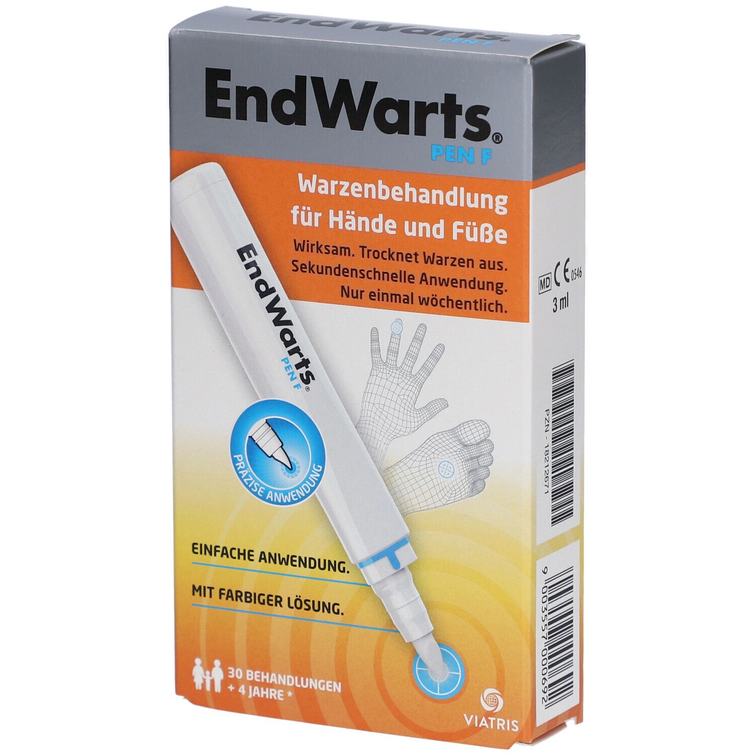 EndWarts PEN F: Warzen entfernen, Warzenentferner mit Ameisensäure, zur Warzenentfernung, Stift für ca. 30 Behandlungen