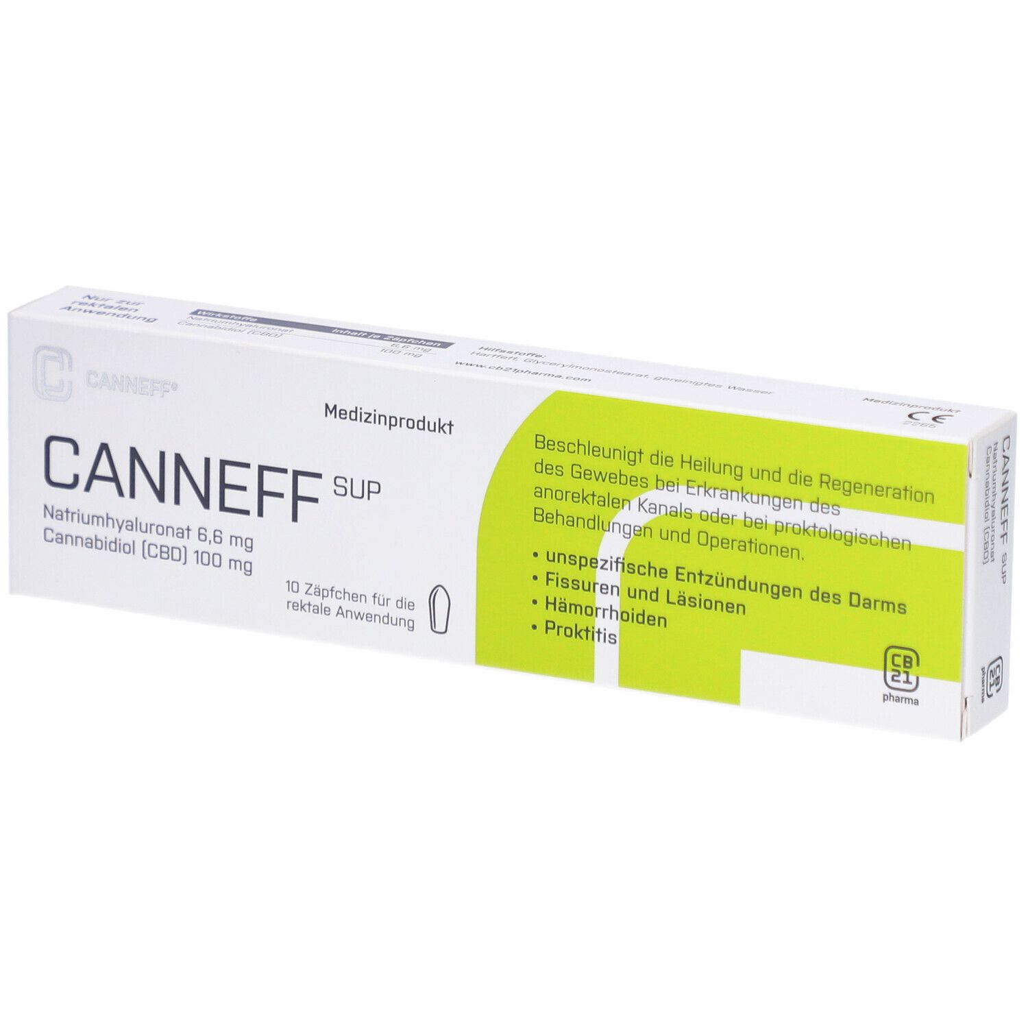 CANNEFF® SUP Rektalzäpfchen mit CBD und Hyaluronsäure