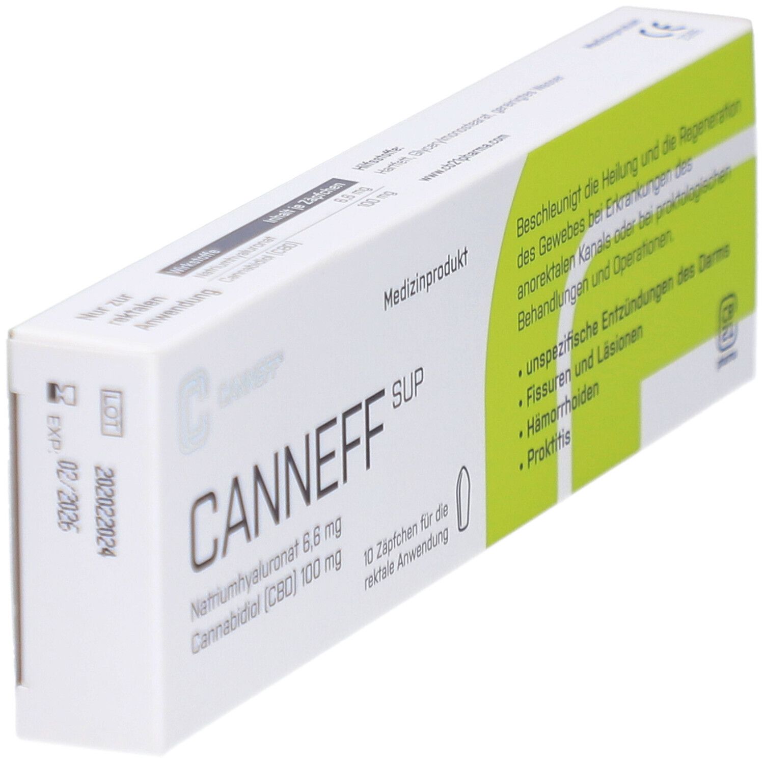 CANNEFF® SUP Rektalzäpfchen mit CBD und Hyaluronsäure