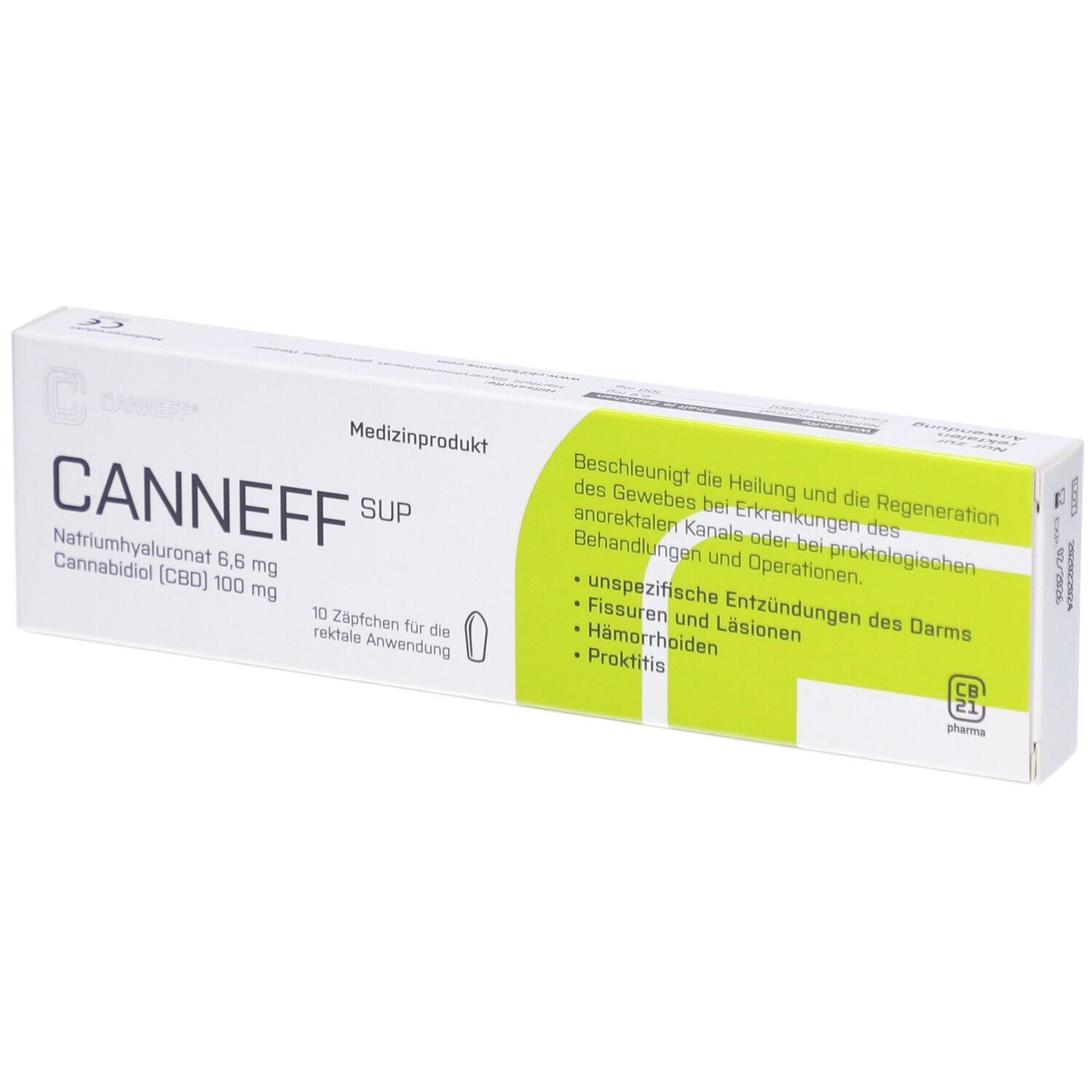 CANNEFF® SUP Rektalzäpfchen mit CBD und Hyaluronsäure