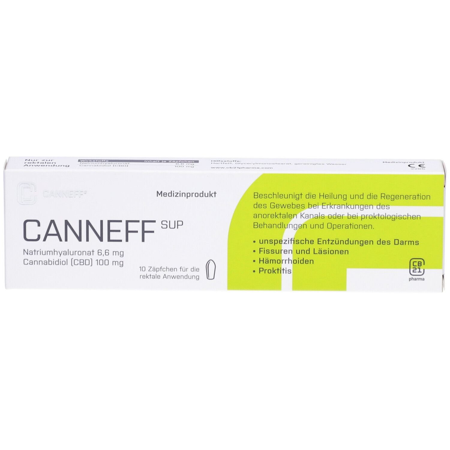 CANNEFF® SUP Rektalzäpfchen mit CBD und Hyaluronsäure