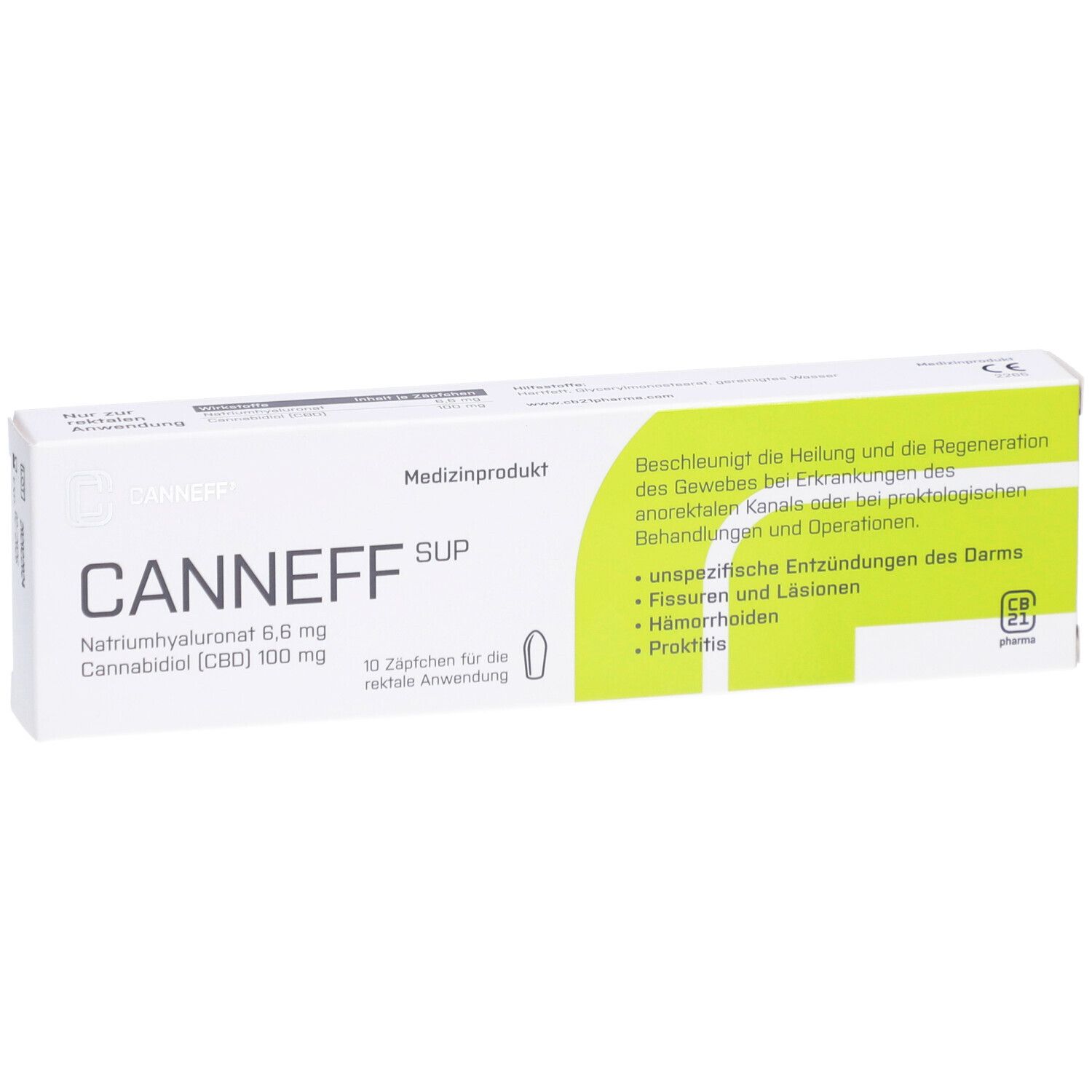 CANNEFF® SUP Rektalzäpfchen mit CBD und Hyaluronsäure