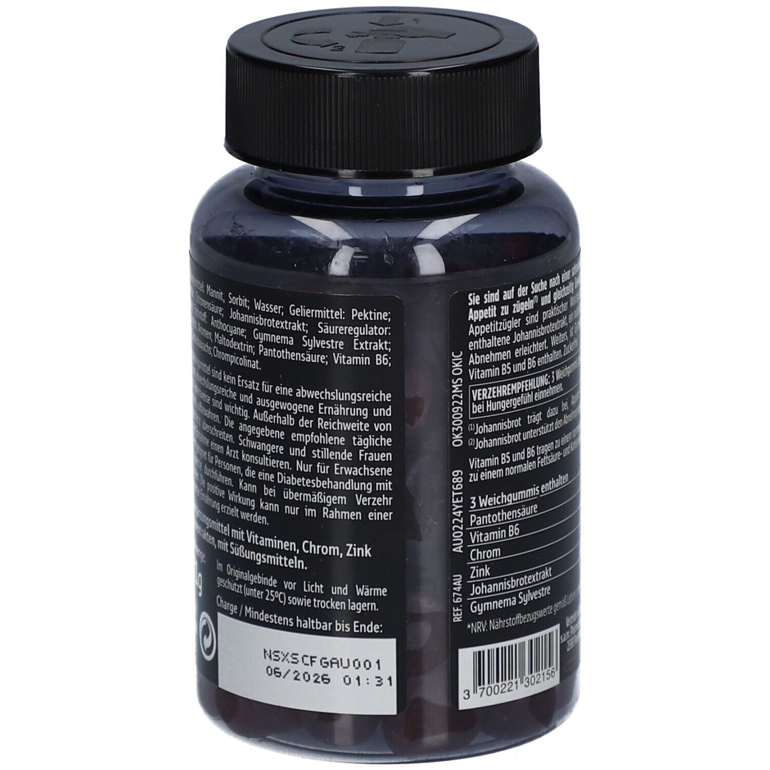 Rückseite der Flasche mit Inhaltsstoffen und Anwendungshinweisen. Marke: Forte Pharma Laboratoires.
