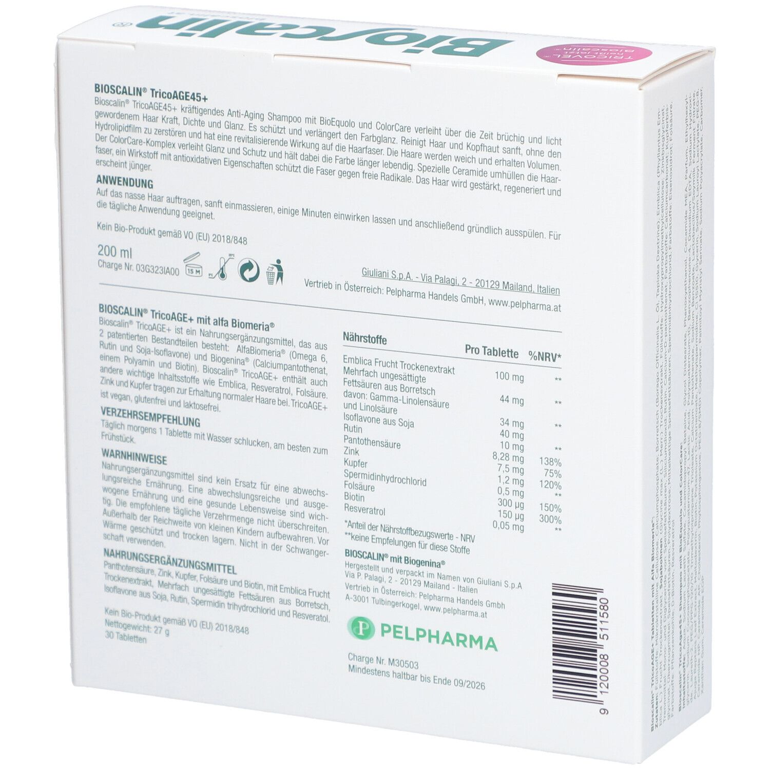 Bioscalin TricoAGE+ Tabletten & Shampoo GRATIS