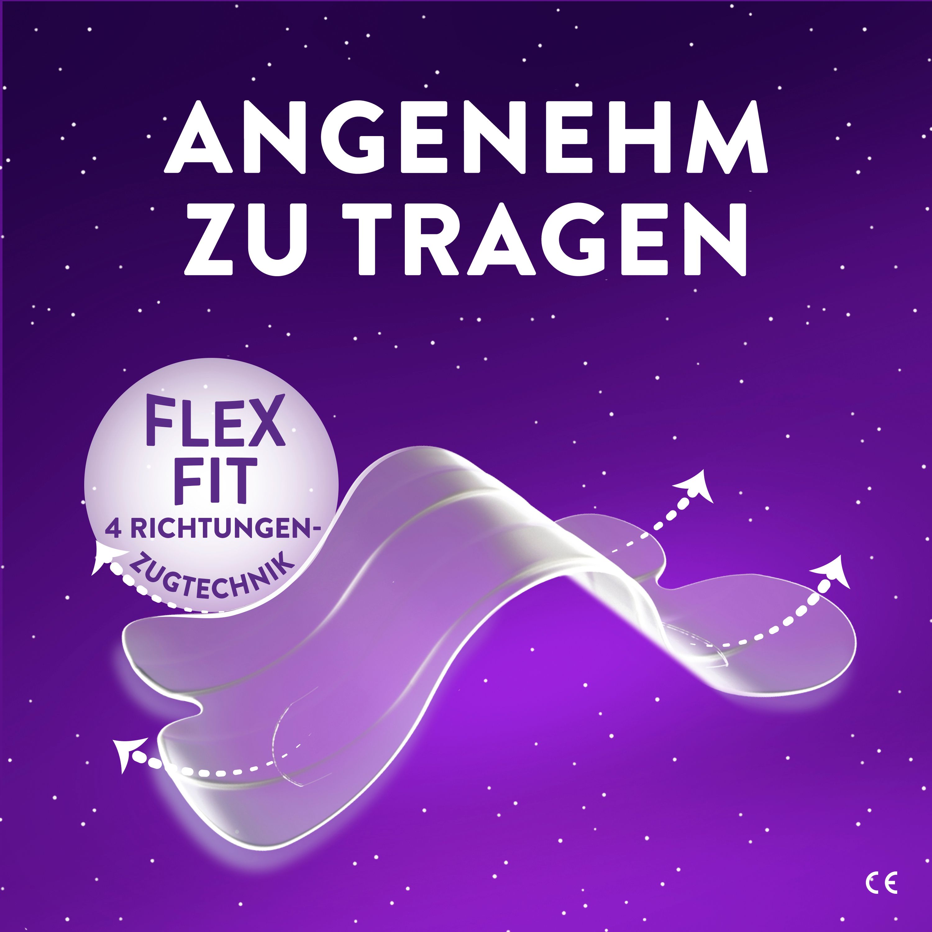 Nasenstrip mit Flex Fit Technologie. Text: Angenehm zu tragen.
