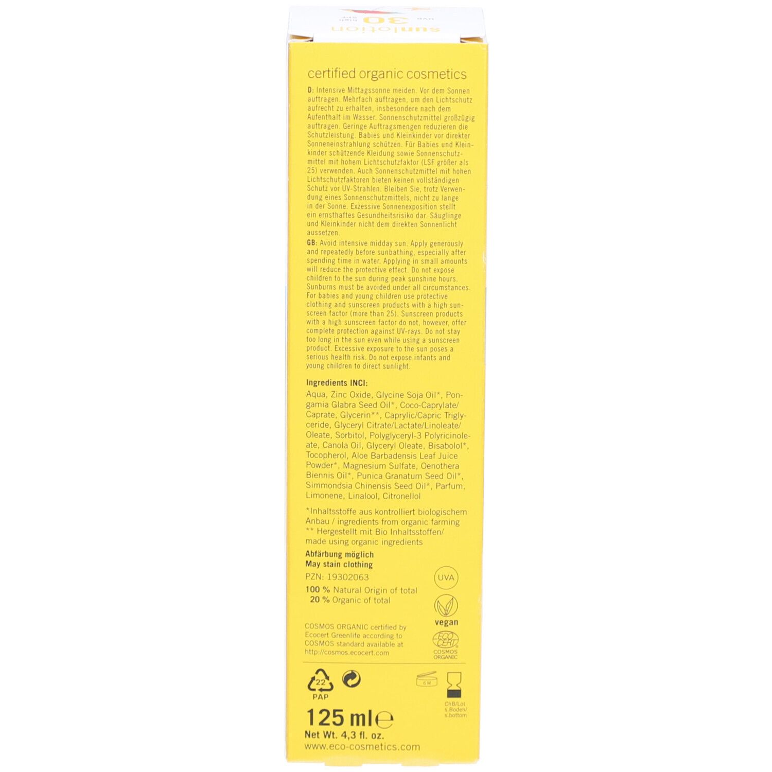 eco cosmetics® Sonnenlotion LSF 30 mineralisch leichte Pflege