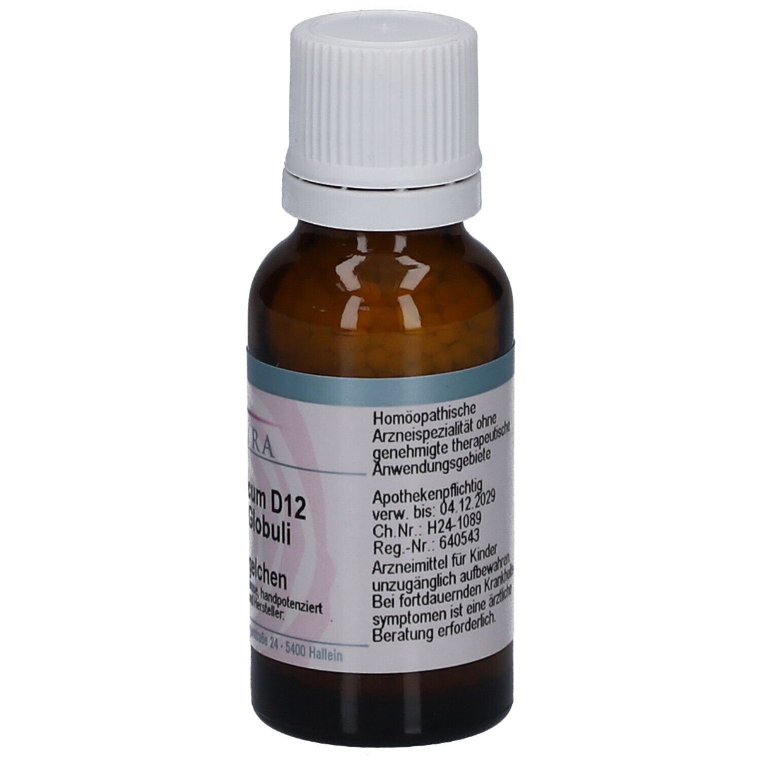 Braune Glasflasche mit weißem Deckel. Etikett mit Produktnamen, Marke Spagyra und weiteren Informationen. Apothekenpflichtig.