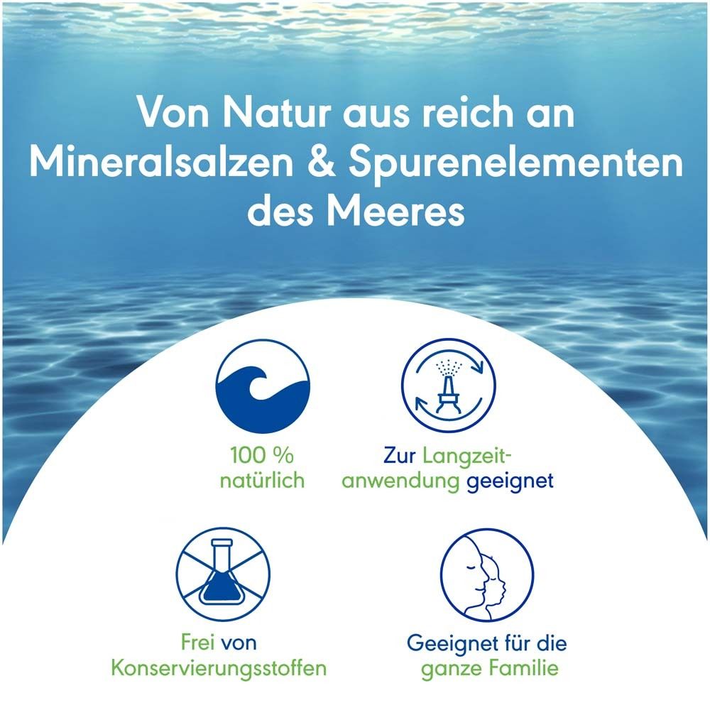 Grafik mit Text: Von Natur aus reich an Mineralsalzen & Spurenelementen des Meeres. Symbole.