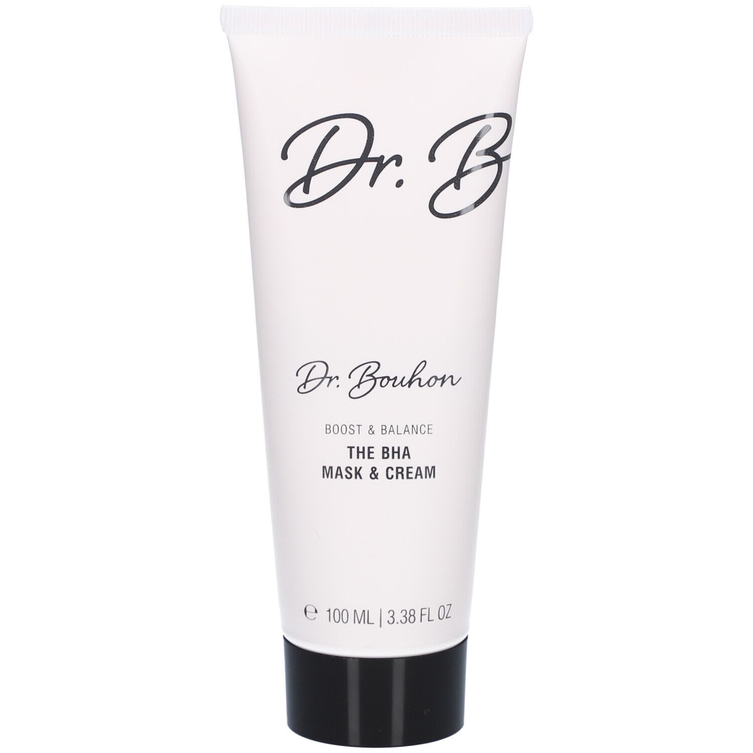 Weiße Tube mit schwarzem Deckel. Schriftzug "Dr. B" und "Dr. Bouhon" sowie Produktbezeichnung. Volumenangabe: 100 ml.