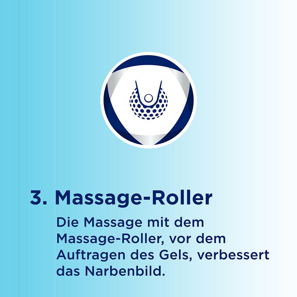 Text: 3. Massage-Roller. Massage mit dem Roller verbessert das Narbenbild.