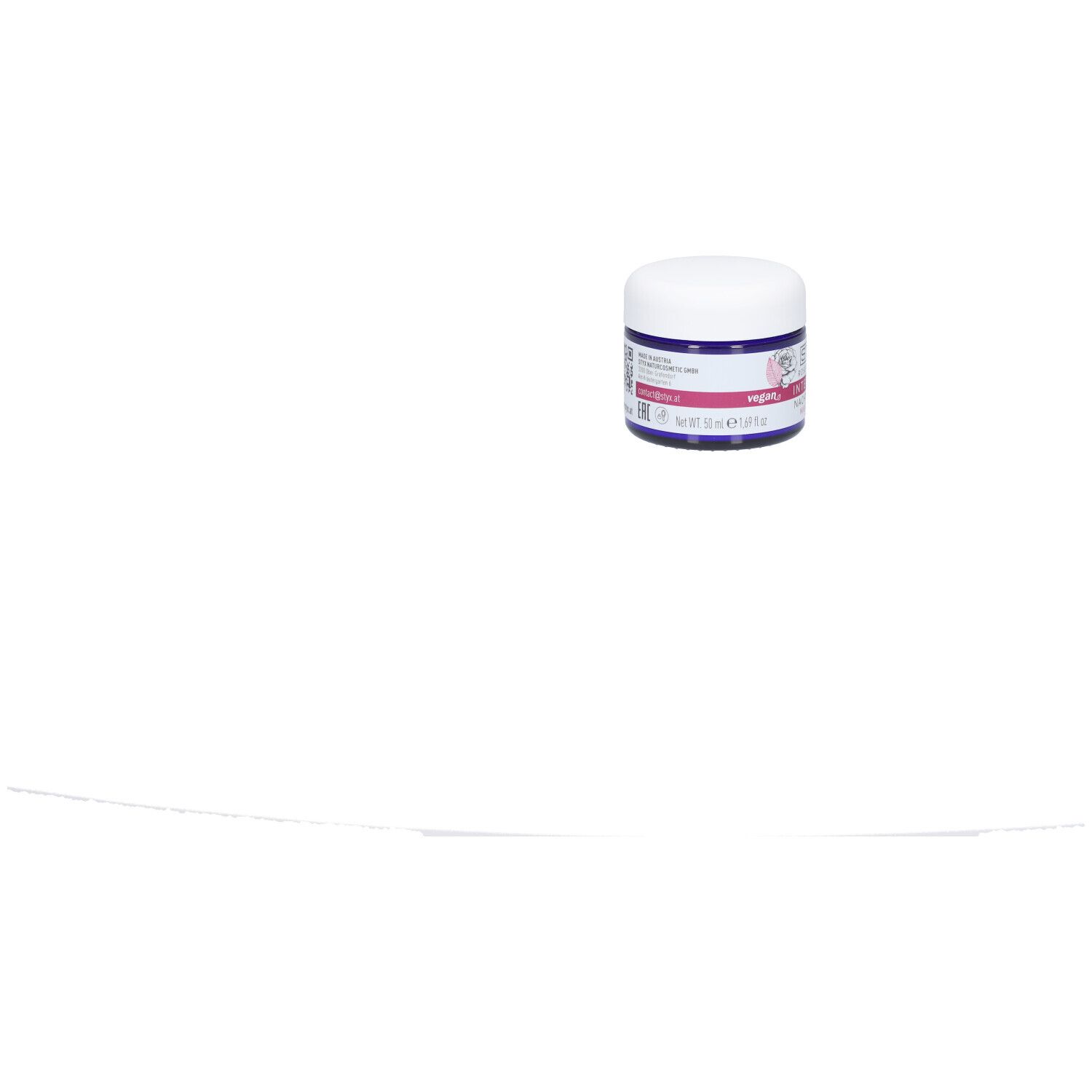 Dunkelblaue Dose mit weißem Deckel. Produktansicht von oben. Wenig Details erkennbar.