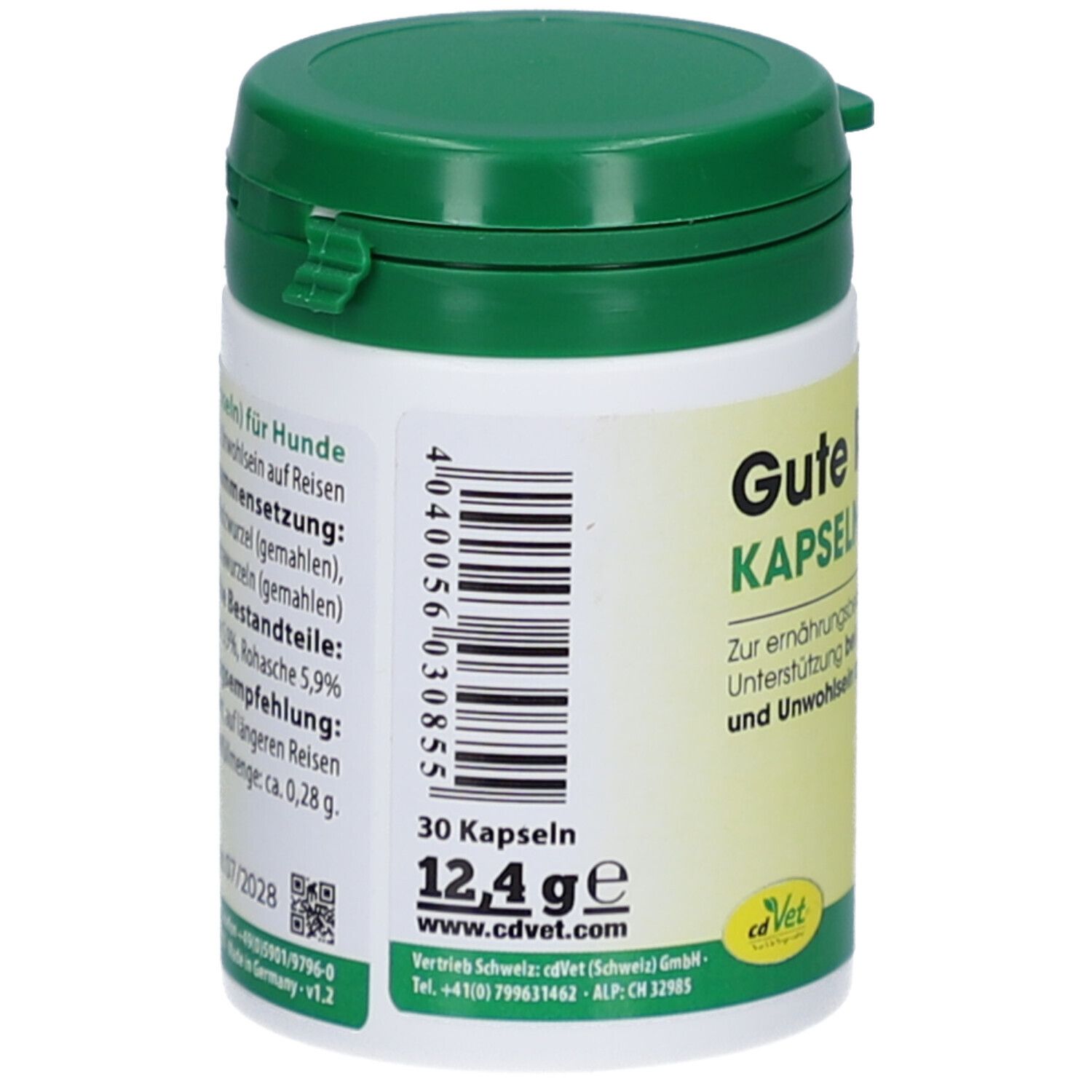 Rückseite der Dose. Text mit Inhaltsstoffen und Nährwertangaben. Barcode und QR-Code.