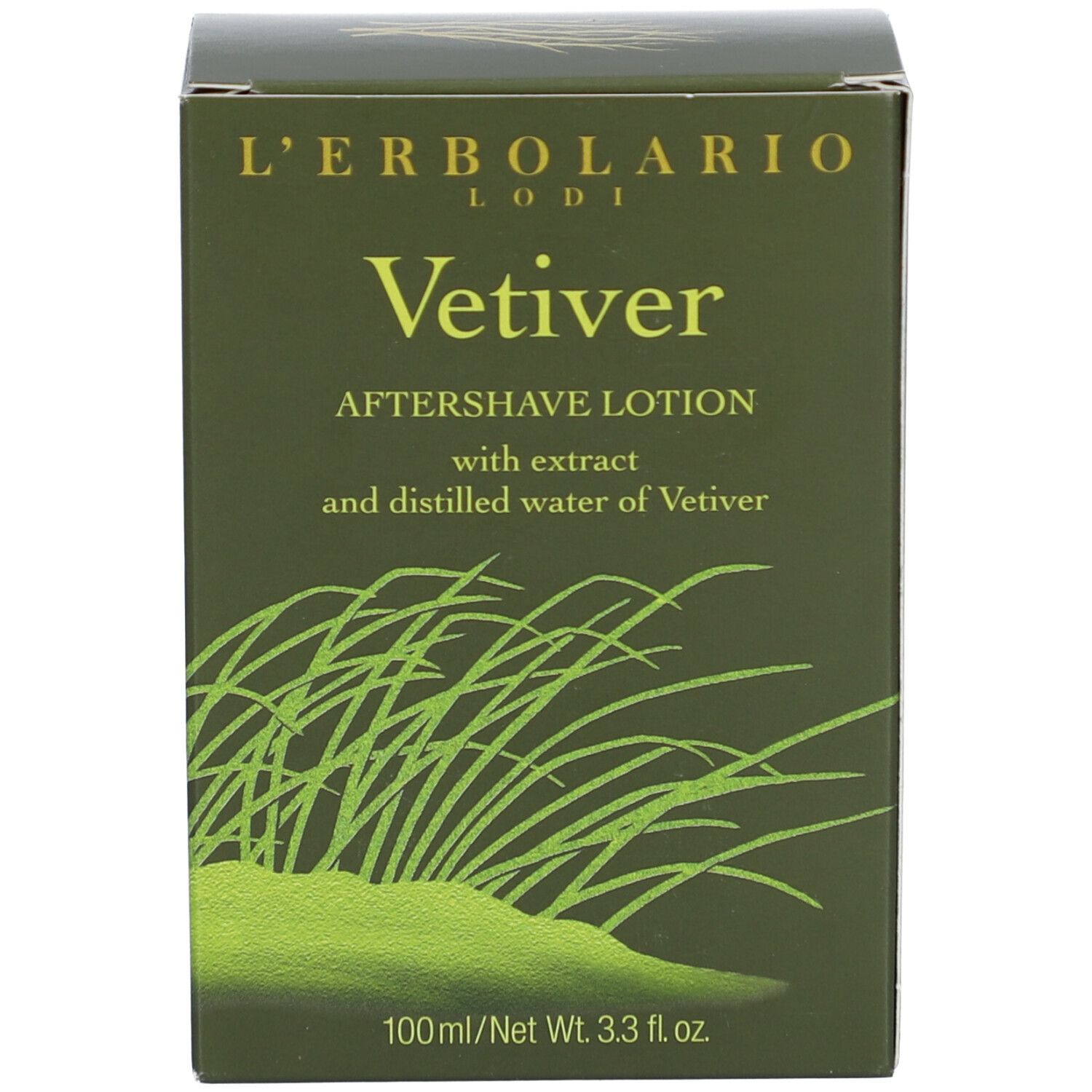 Grüne Produktverpackung. Text und Logo.