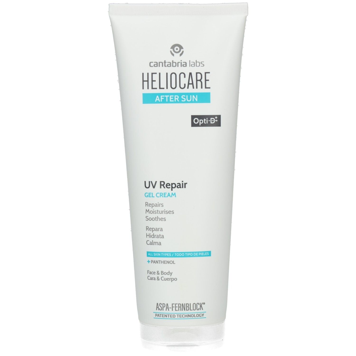 HELIOCARE After Sun UV Repair Gel-Creme Tube. Repariert, befeuchtet und beruhigt die Haut. Enthält Opti-B. und ASPA-FERNBLOCK.
