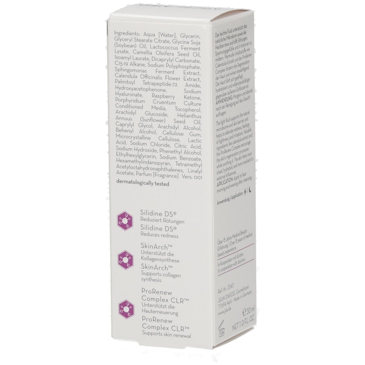 Seitenansicht der JEAN D'ARCEL ARCELIMED PROBALANCE Verpackung mit Inhaltsstoffen.