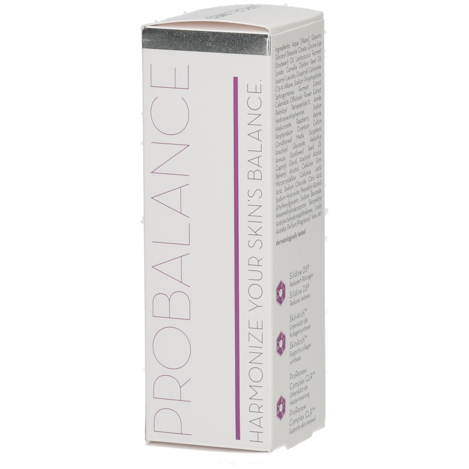 Seitenansicht der JEAN D'ARCEL ARCELIMED PROBALANCE Verpackung mit Produktmerkmalen.