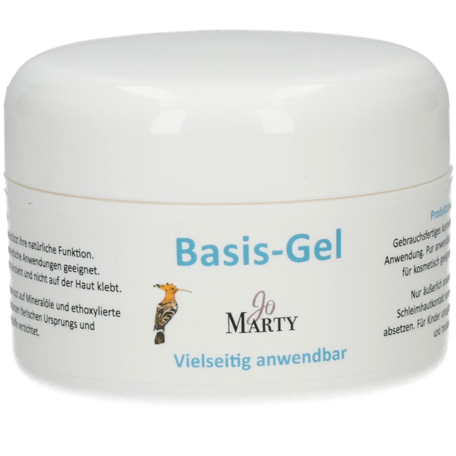 Basis-Gel von Jo Marty in weißem Tiegel, vielseitig anwendbar.