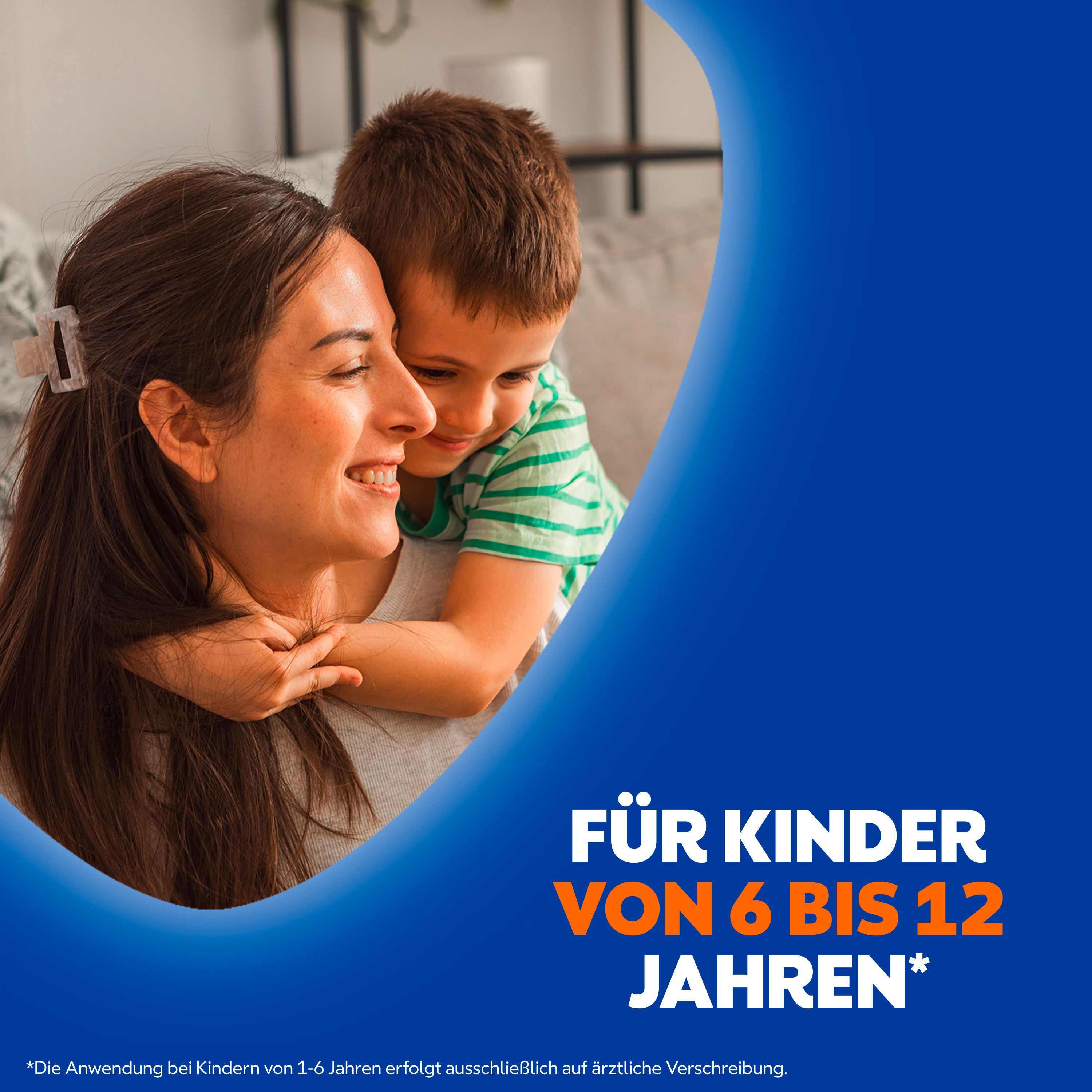 Mutter und Kind umarmen sich. Text: Für Kinder von 6 bis 12 Jahren.