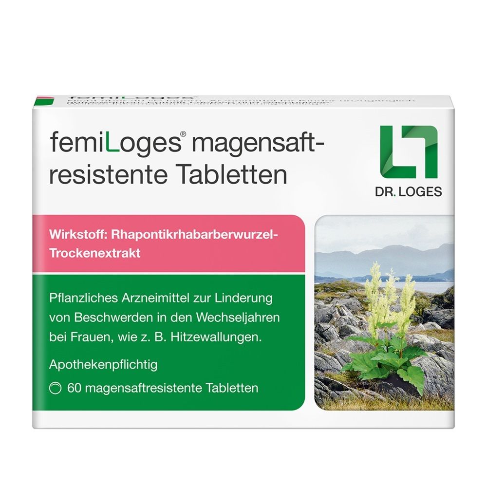 femiLoges magensaftresistente Tabletten, 60 Stück, mit Rhabarberwurzel-Extrakt.