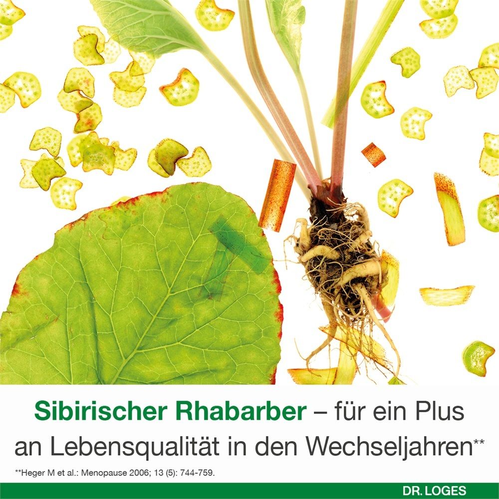 Lächelnde Frau mittleren Alters, die sich auf einer Parkbank ausruht. Text: Auch in den Wechseljahren natürlich ich sein.