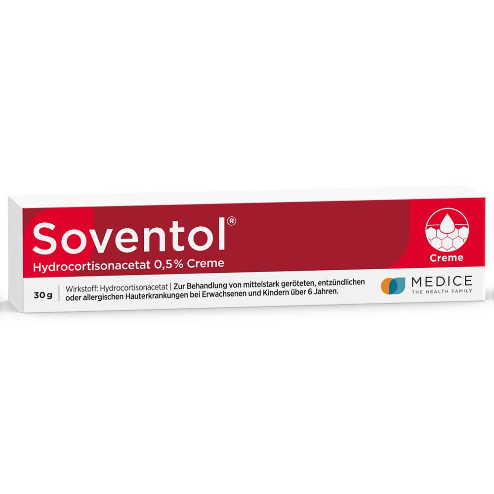 Soventol HydroCortisonacetat 0,5% Creme 30g Packung.