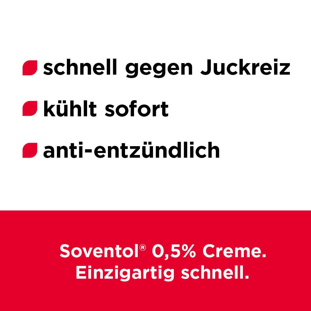 Soventol 0,5% Creme: Schnell gegen Juckreiz, kühlt sofort, anti-entzündlich.