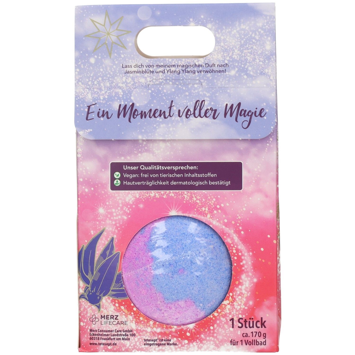 Verpackung mit einem pflegenden Sprudelball, 1 Stück, ca. 170g.