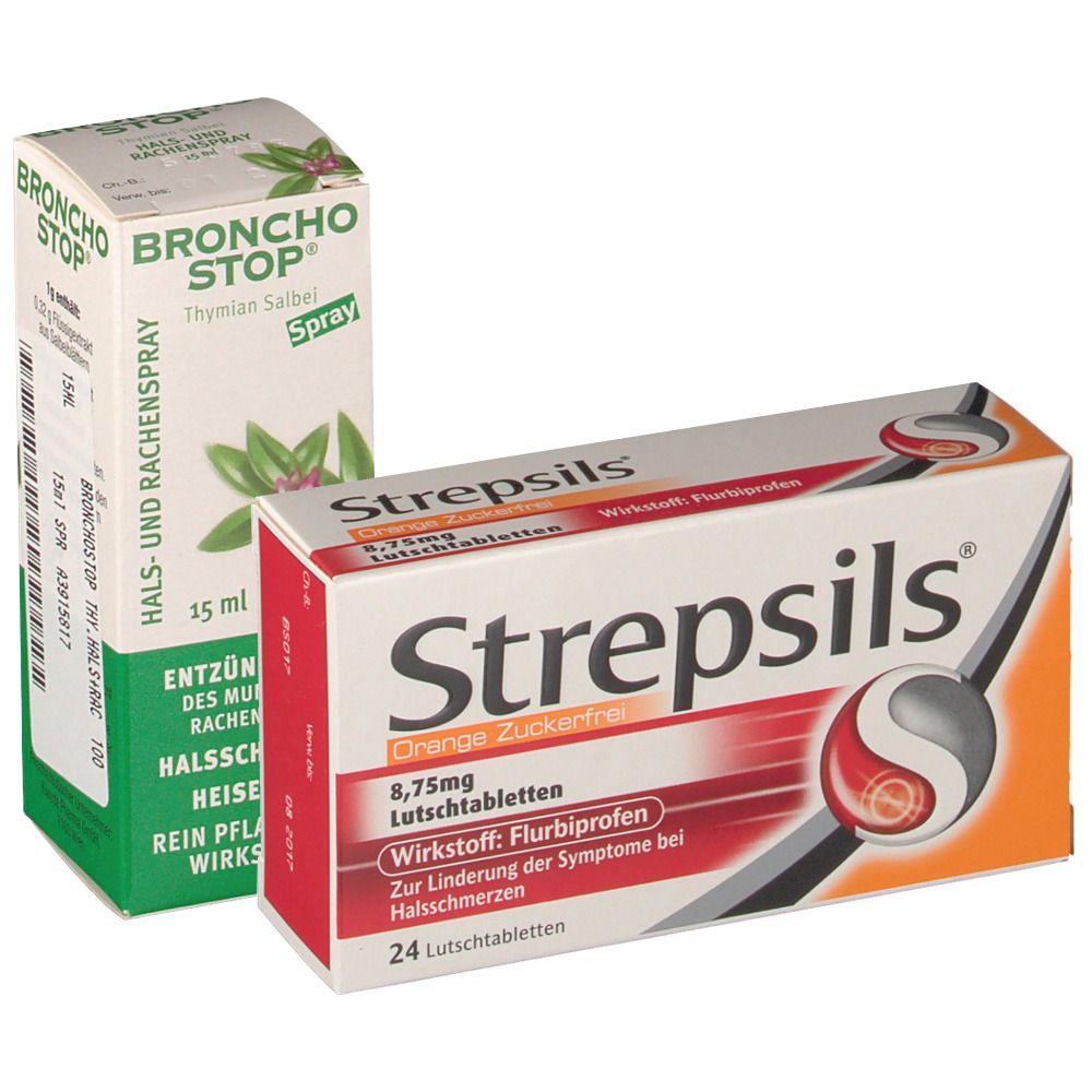 Erkältungsset Strepsils® Orange & Bronchostop® Rachenspray