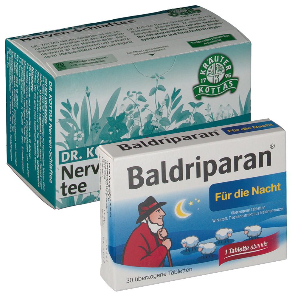 DR. KOTTAS Nerven-Schlaf-Tee 20 Filterbeutel + Baldriparan® Für die Nacht 30 Tabletten