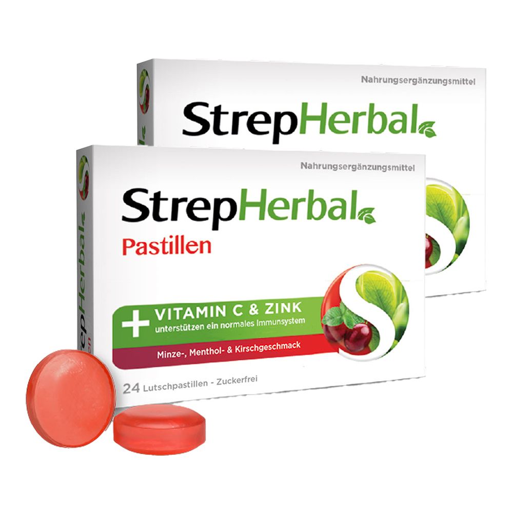StrepHerbal Pastillen Minze-, Menthol- & Kirschgeschmack Dopplepack