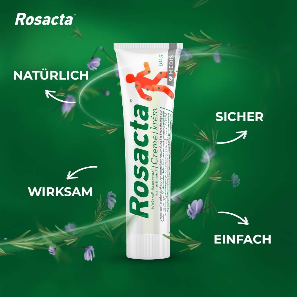 Rosacta® Creme Tube. Text: Natürlich, wirksam, sicher, einfach.