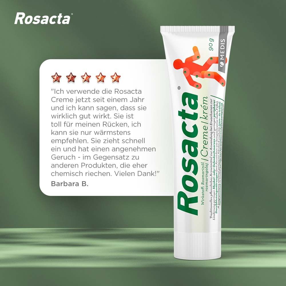 Rosacta® Creme Tube. Zitat: Ich verwende die Rosacta Creme jetzt seit einem Jahr und ich kann sagen, dass sie wirklich gut wirkt.