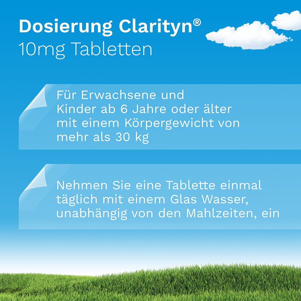 CLARITYN® Tabletten zur Linderung von Allergiesymptomen wie Heuschnupfen und Juckreiz