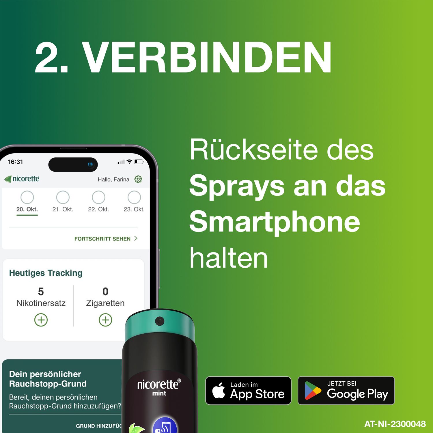 nicorette®  fruit & mint Spray 1 mg - Jetzt 10% sparen mit dem Code „nicorette10“