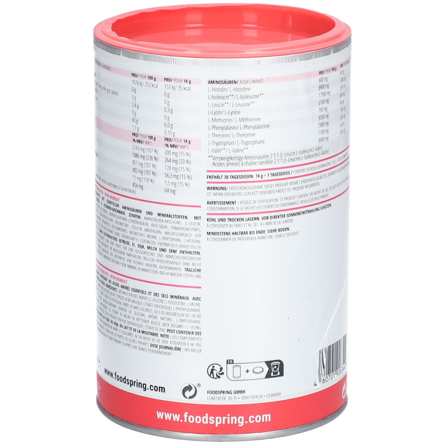 foodspring® EAA Essenzielle Aminosäuren Erdbeere & Zitrone