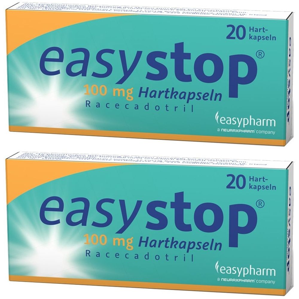 Zwei Schachteln mit der Aufschrift "easystop", 300 mg Hartkapseln. Enthält 20 Kapseln. Marke easypharm.
