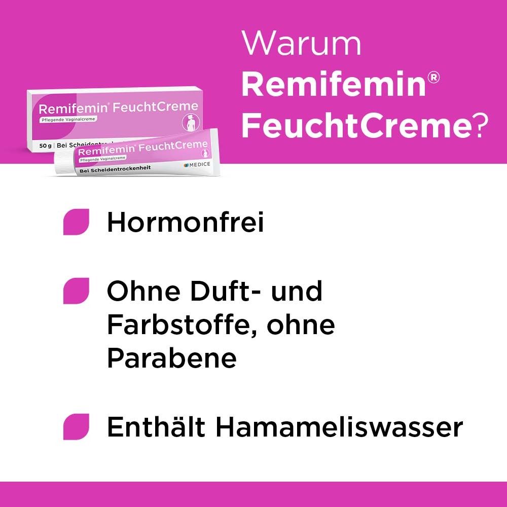 Infografik mit Text: Hormonfrei, ohne Duft- und Farbstoffe, enthält Hamameliswasser. Produktabbildung.