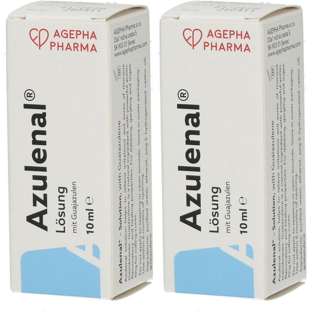 Zwei Schachteln Azulenal Lösung mit Guajazulen, je 10 ml.