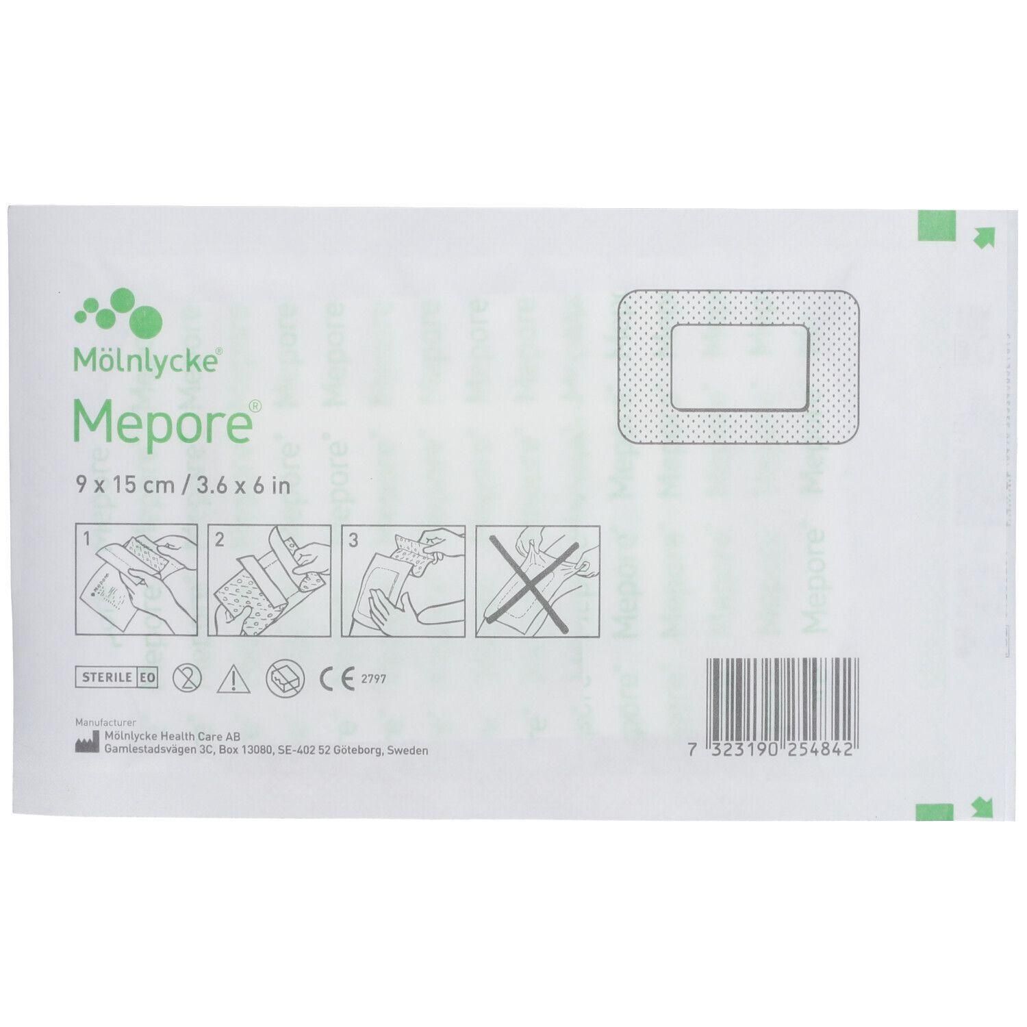 MEPORE VB ST Verband, 9 x 15 cm. Steril verpackt mit Anwendungshinweisen.