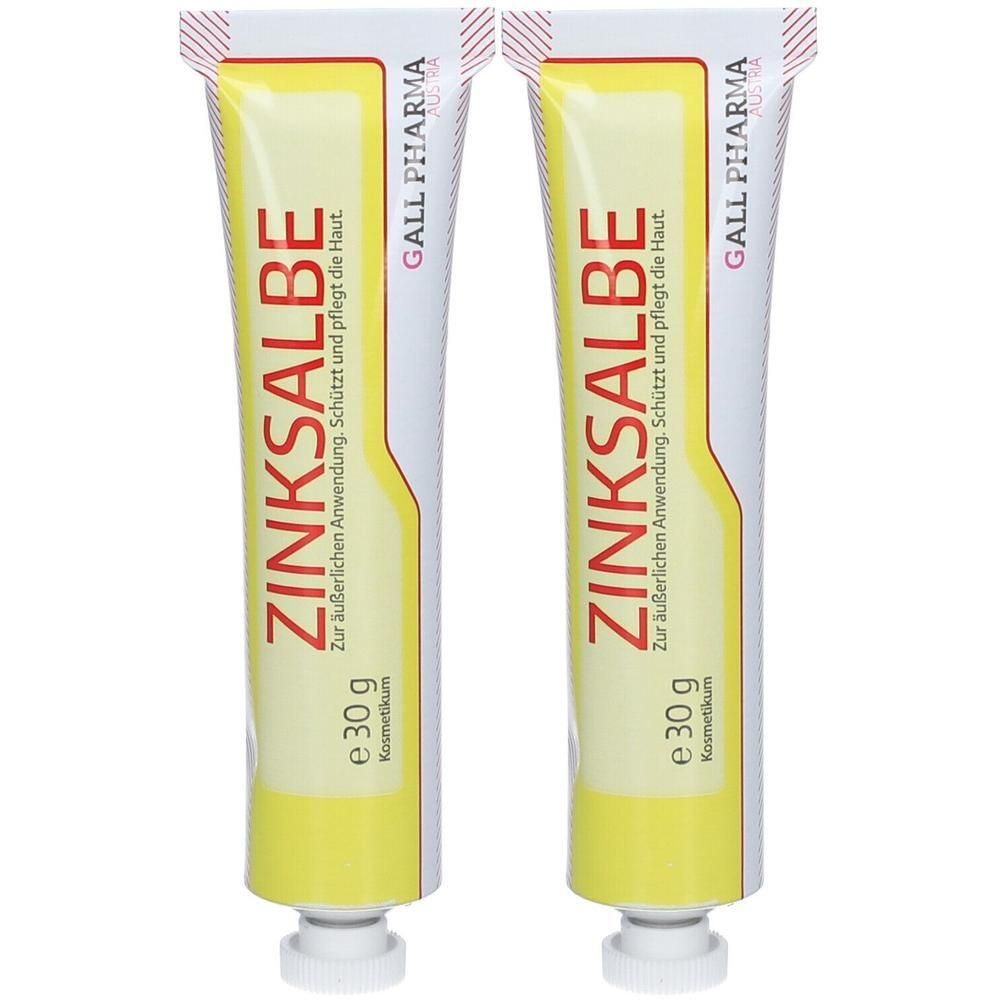 Zwei Tuben Zinksalbe, je 30 g, von Gall Pharma.