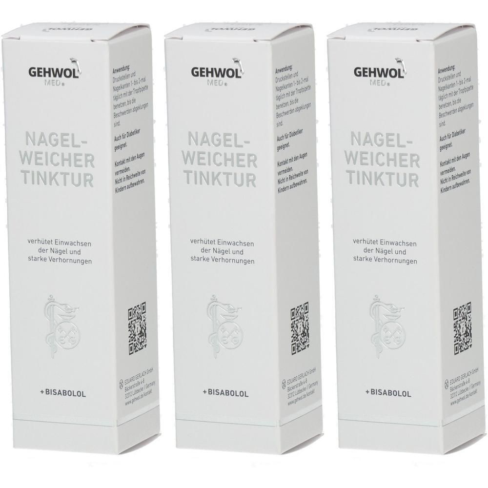 Drei Schachteln GEHWOL med Nagelweicher Tinktur mit Bisabolol.