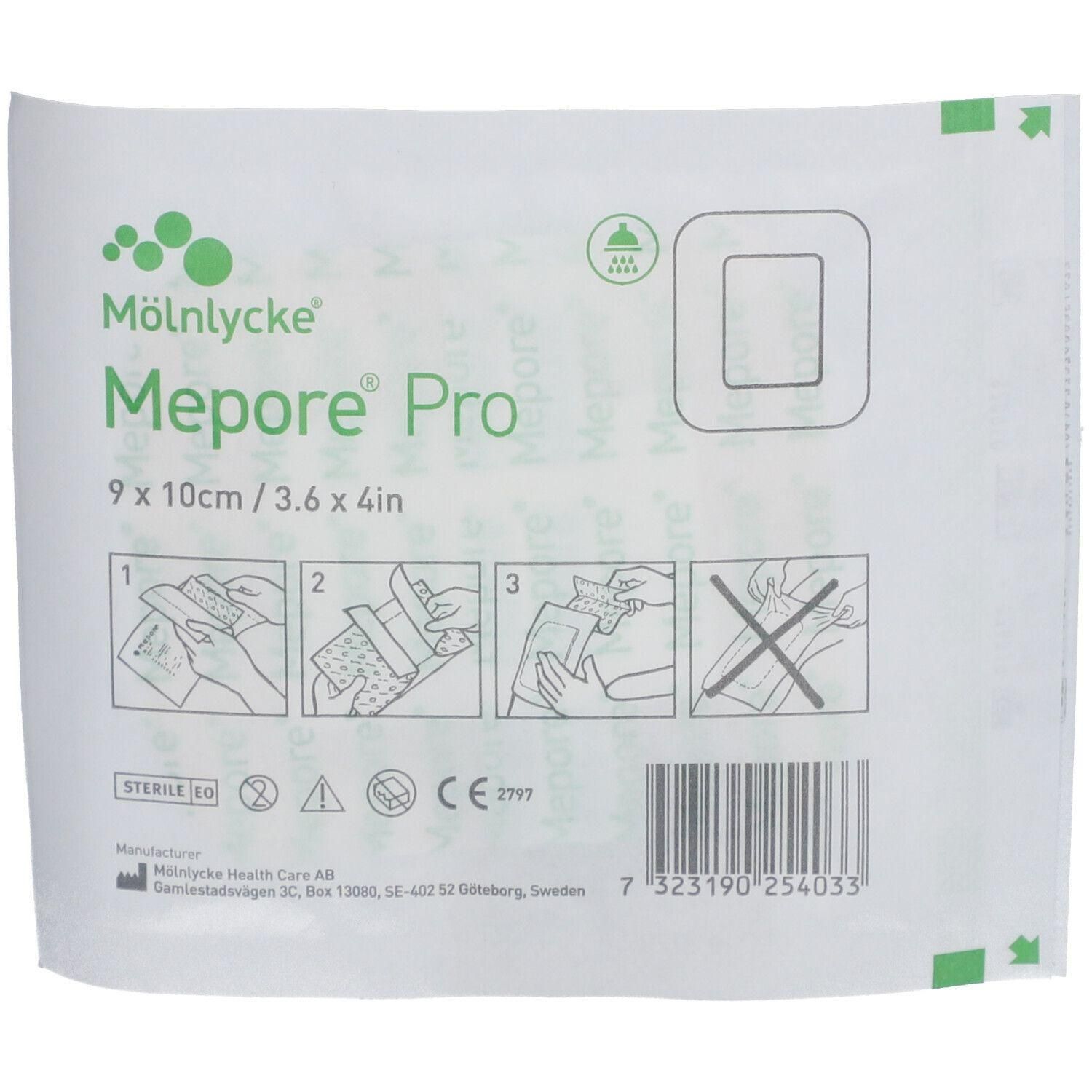 Verpackung für Mepore Pro Verband, 9x10cm. Steril, CE-zertifiziert.