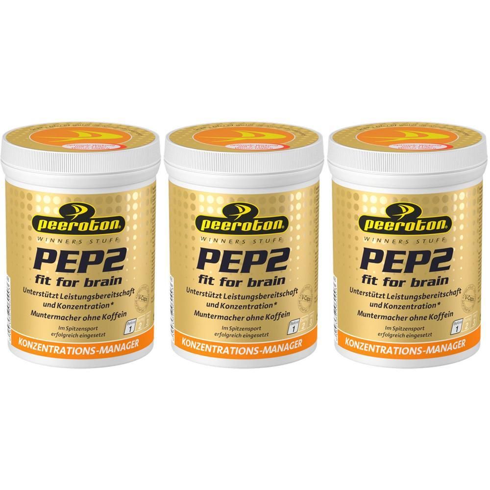 Drei Dosen peeroton PEP2 fit for brain, Konzentrations-Manager.