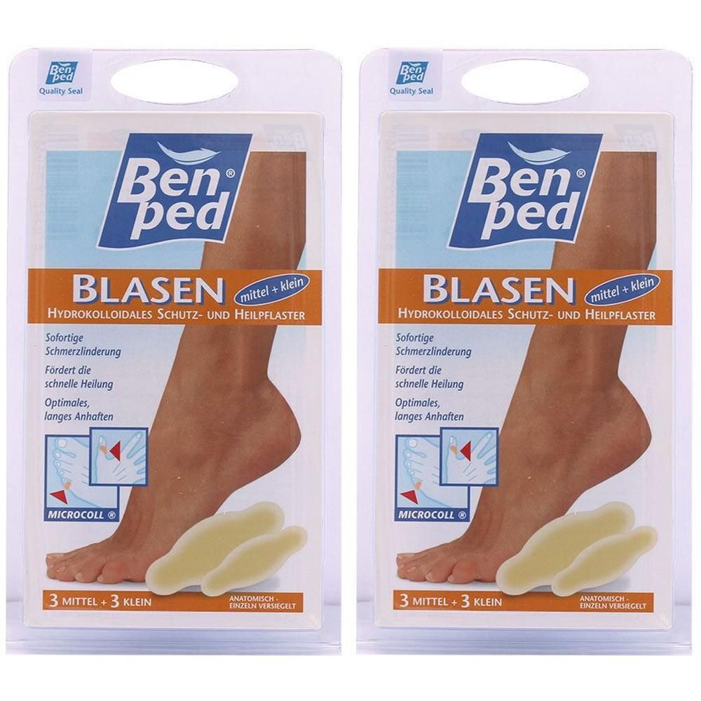 Ben® ped Blasenpflaster: Hydrokolloidales Schutz- und Heilpflaster für Blasen, Mittel + Klein. 3 Stück.