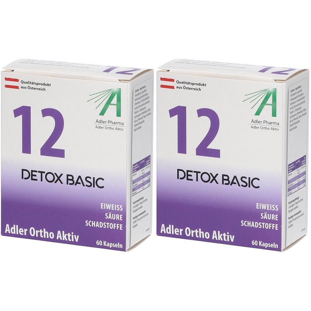 Zwei Packungen Adler Ortho Aktiv Nr. 12 Detox Basic, 60 Kapseln.
