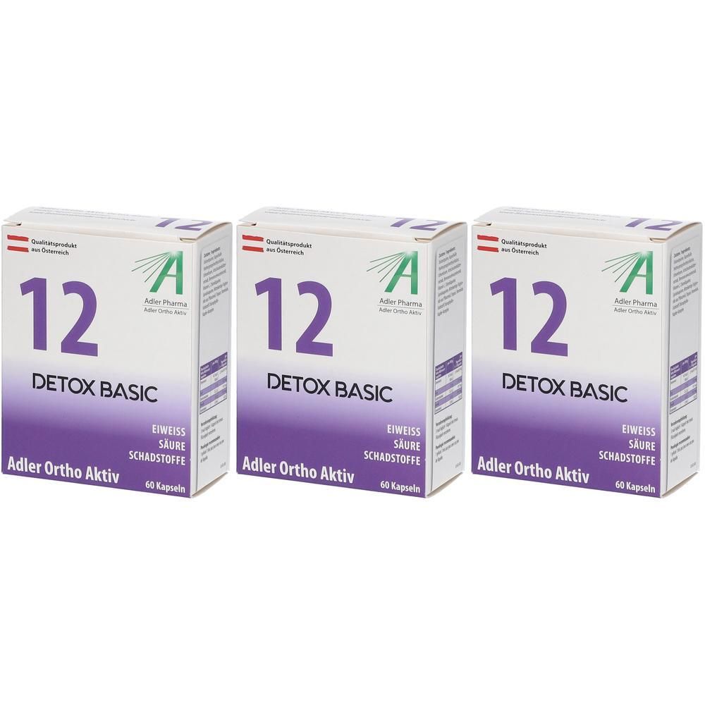 Drei Packungen Adler Ortho Aktiv Nr. 12 Detox Basic, 60 Kapseln.
